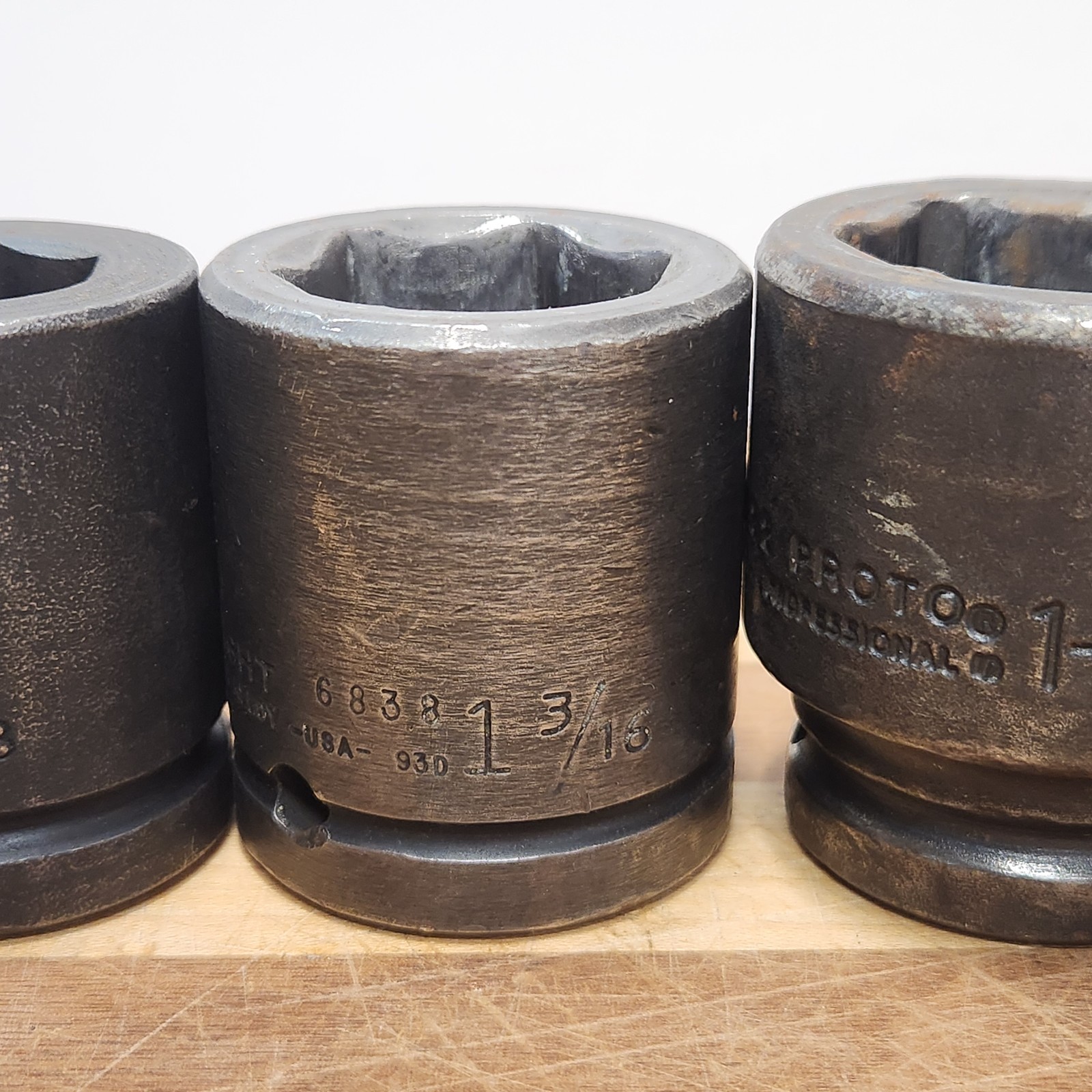 Wright & Proto 3/4 inch drive 6 point socket lot 1-3/8, 1-3/16, 7/8, 11/16, 9/16