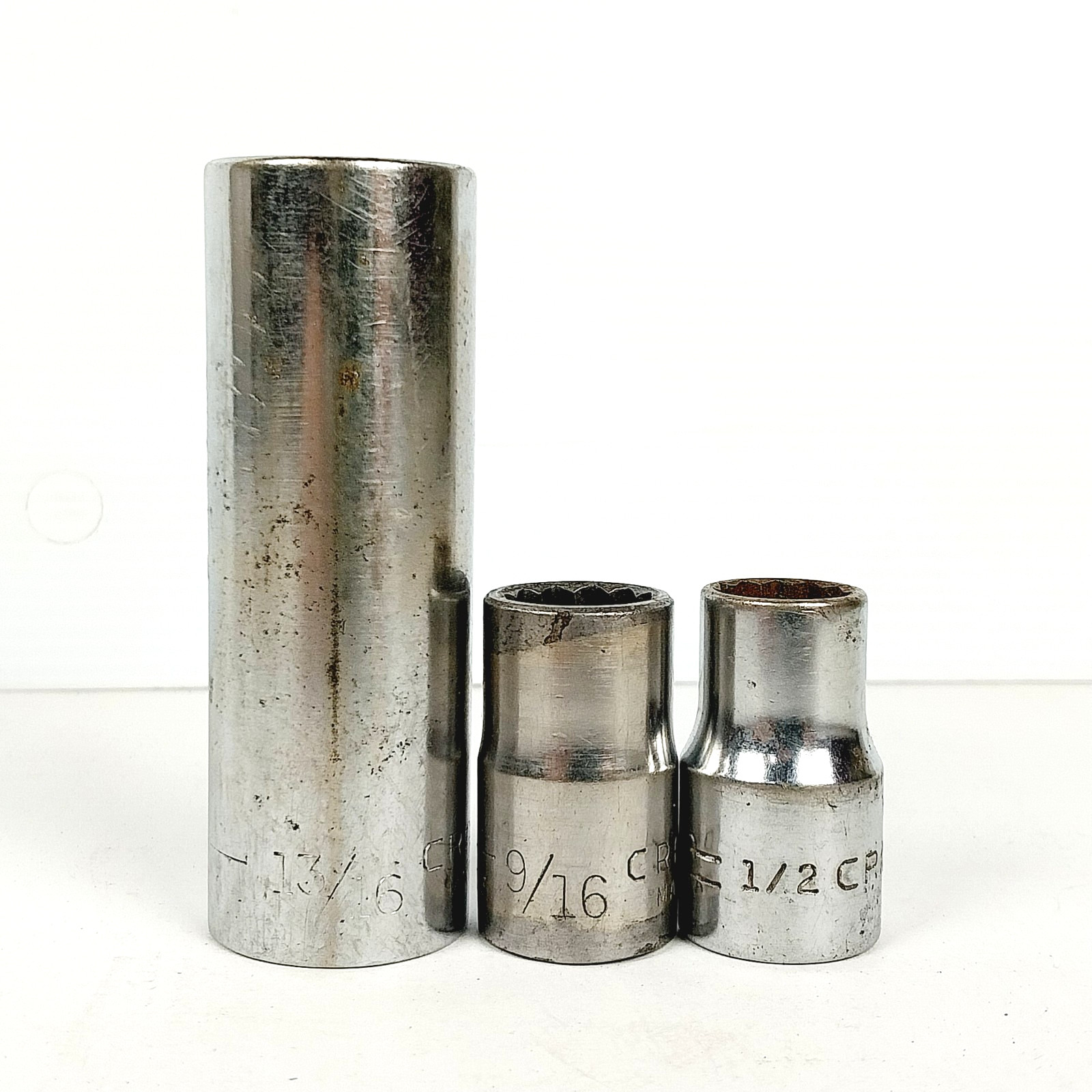 Vintage Craftsman 3/8 Drive 13/16 Deep Well and 9/16 & 1/2 Sockets 6 & 12-Point