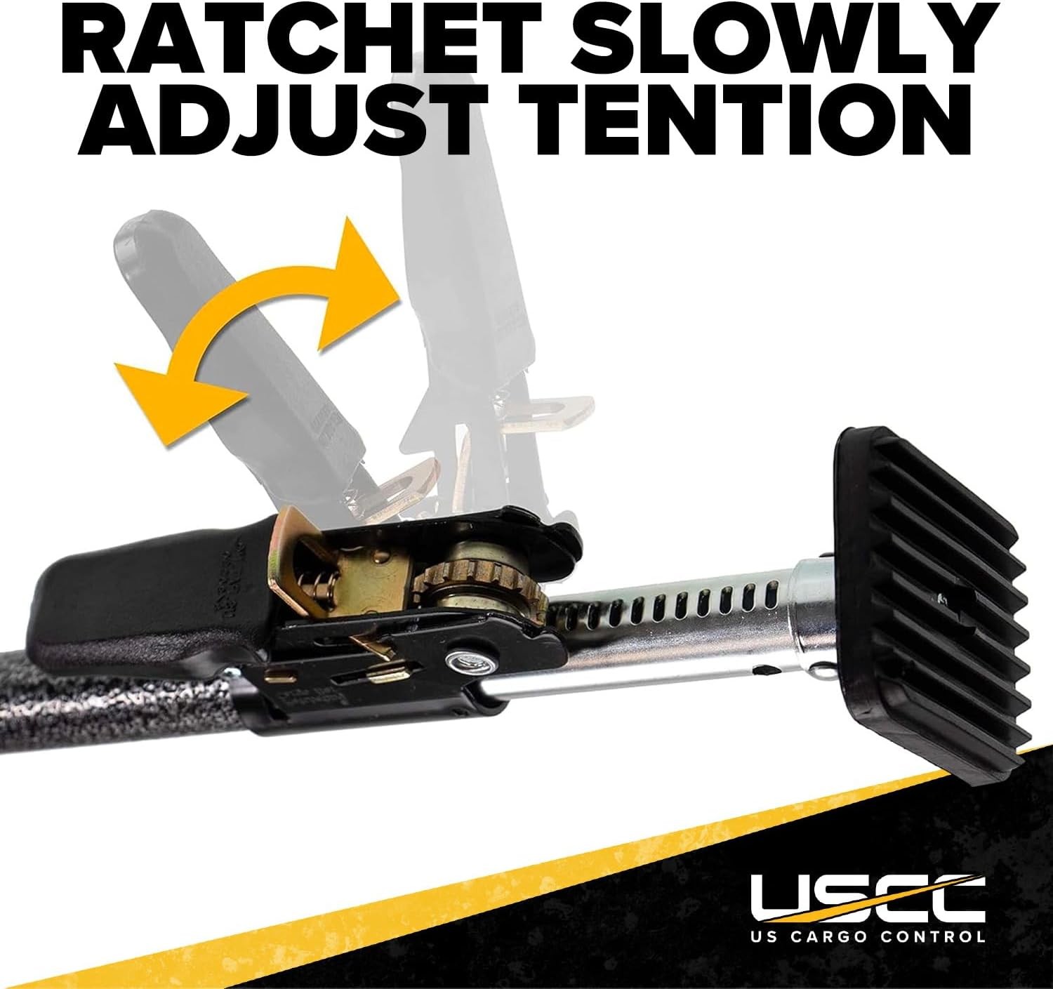 Ratcheting Cargo Bar for Pickup Adjustable 40-70In Alloy Steel Rubber 360-Degree
