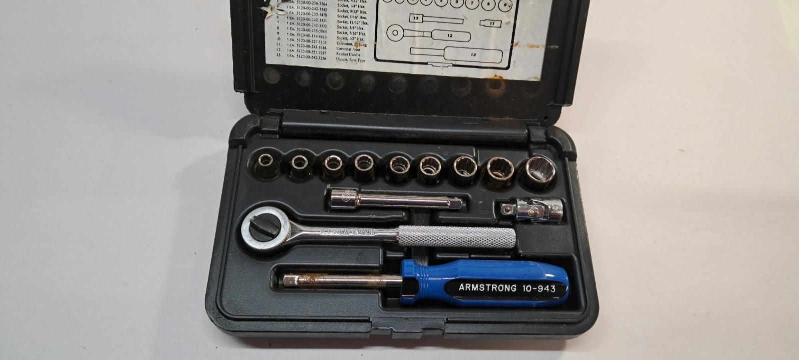 armstrong 1/4″ drive socket set 13 pcs 5120-00-081-2305 (51104)