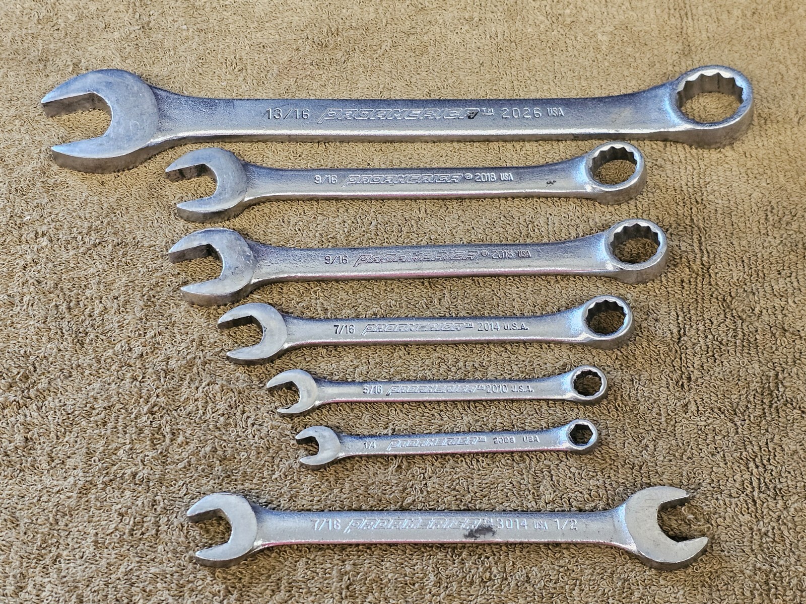 7 Pro America Combination Wrench Set Sae 13/16 9/16 7/16 5/16 1/4 1/2 7/16″ USA