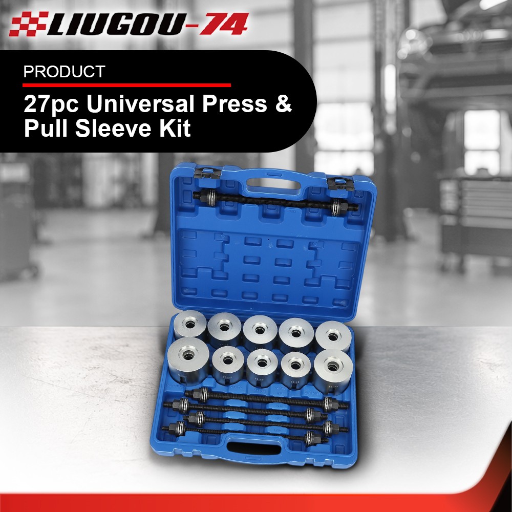 Universal Press & Pull Sleeve Kit Bush Bearing Removal Insertion Tool Kit 27 PCS