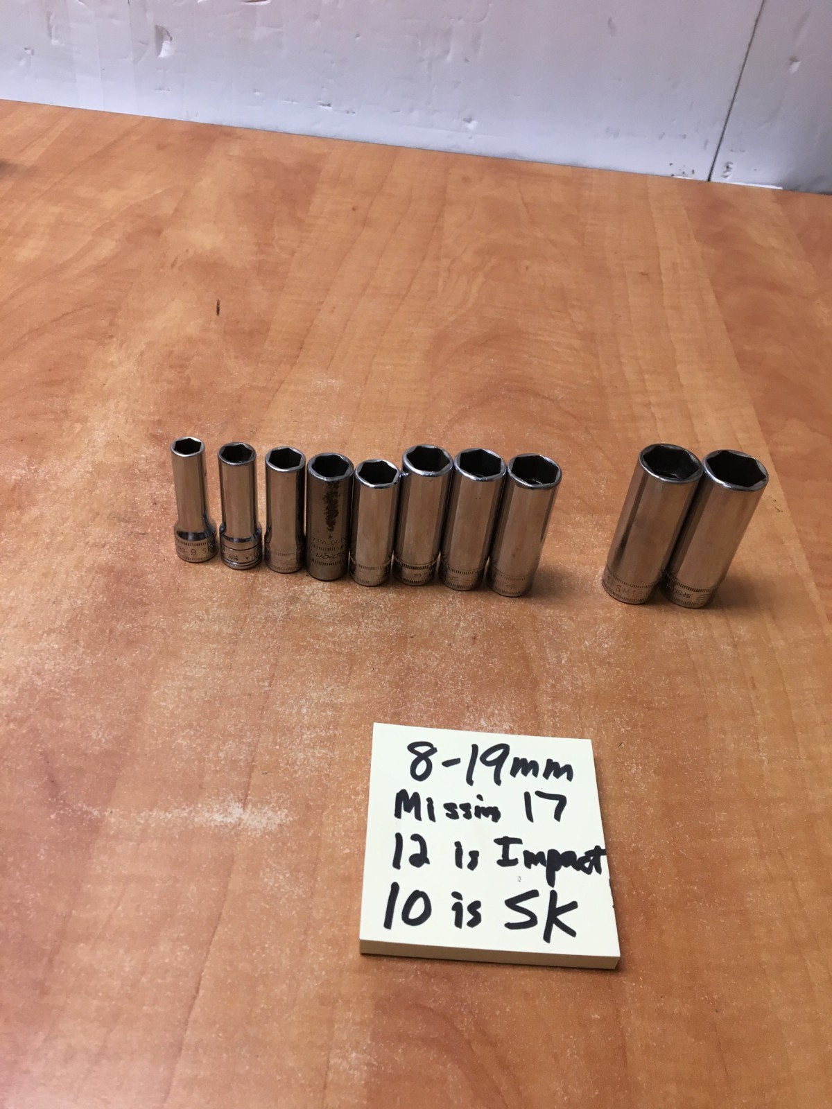 Snap On SFSM Series 10pc 3/8″ Drive Metric 9mm-19mm Deep Socket Set READ