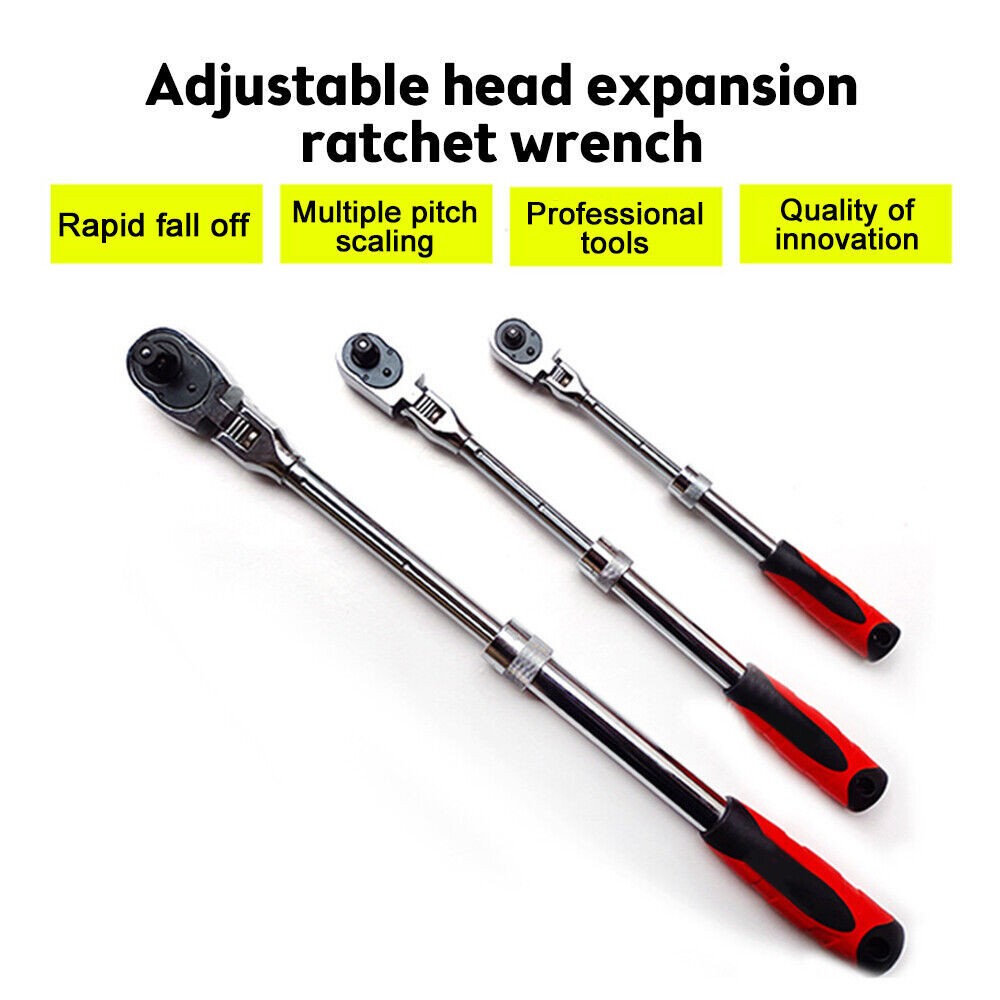 1/2″ 3/8» 1/4» Drive Ratchet Socket Wrench, 72 Tooth Quick-Release, Extendable
