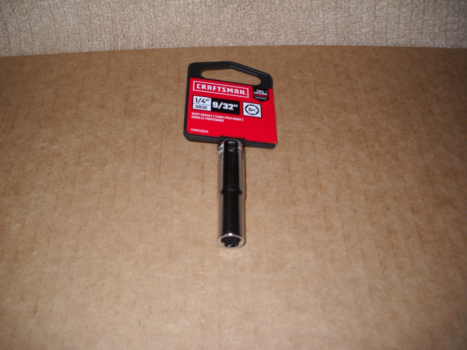 New Craftsman 1/4 Inch Drive 9/32 Inches 6 Point Deep Socket New on Hanger