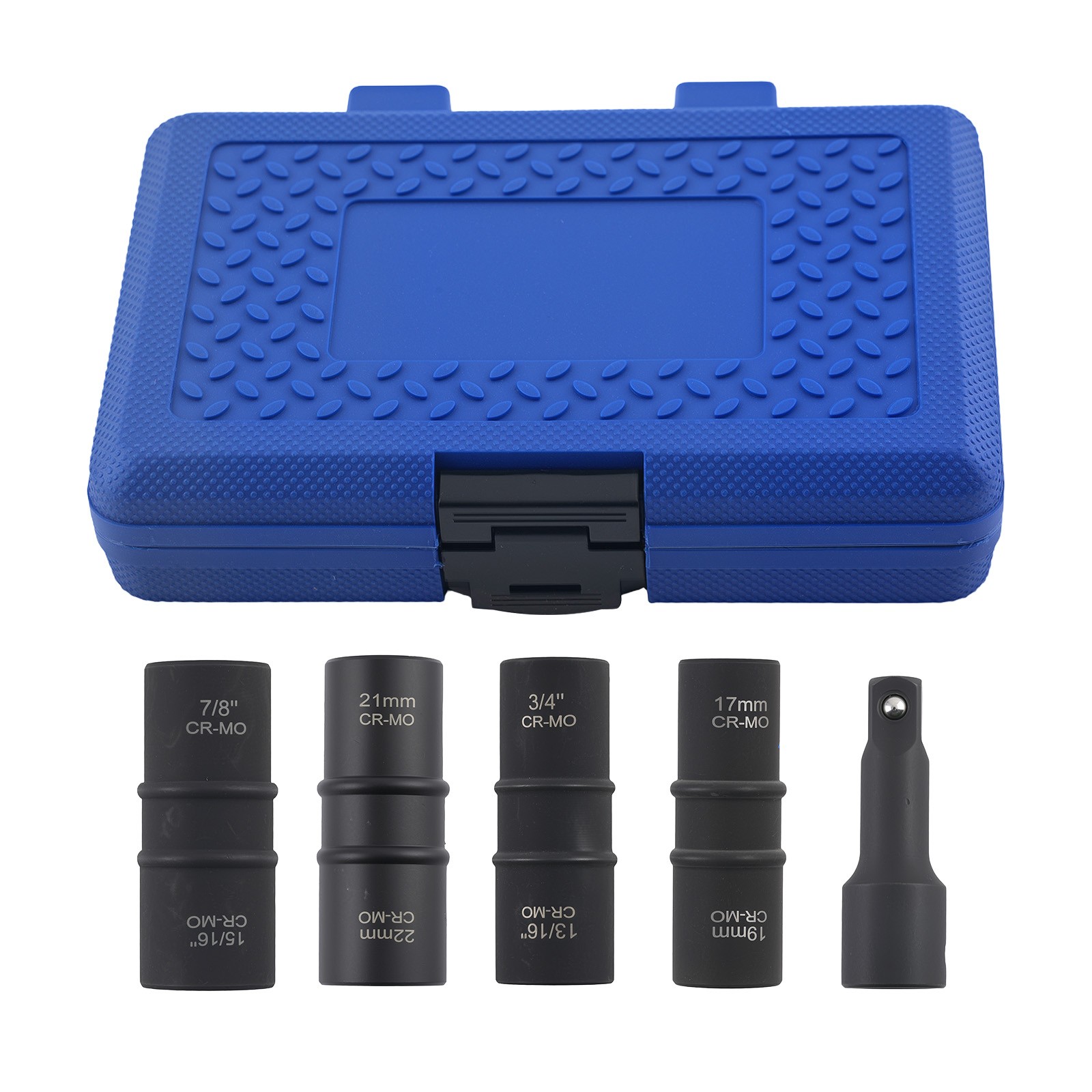 5PC 1/2″ Impact Socket Set Flip Dual 17mm 19mm 21mm 22mm 3/4″ 7/8″ Extension