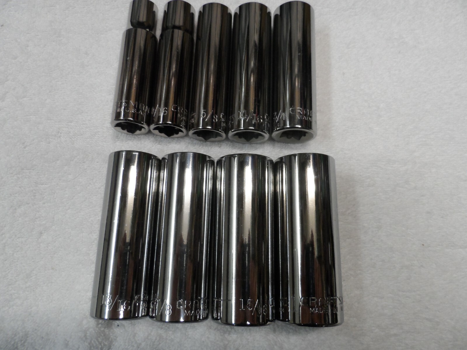 Craftsman 1/2″ Drive SAE Deep Socket Set, NOS USA, 12pt 6pt – 9 pcs (1/2″ to 1″)