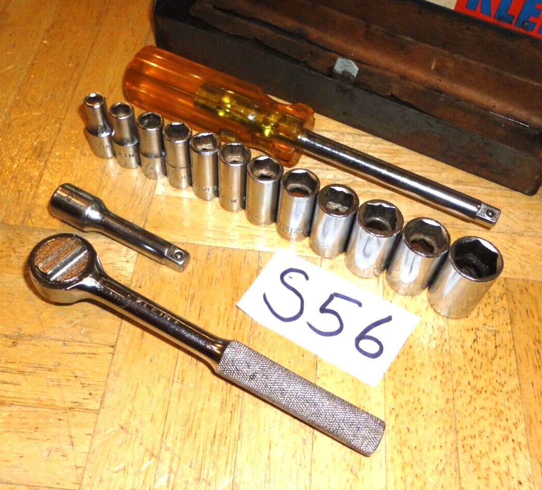 KLEIN TOOLS 16 PIECE 1/4 DRIVE GENERAL SERVICE SET 7 IN CASE 65001 VINTAGE 60’S