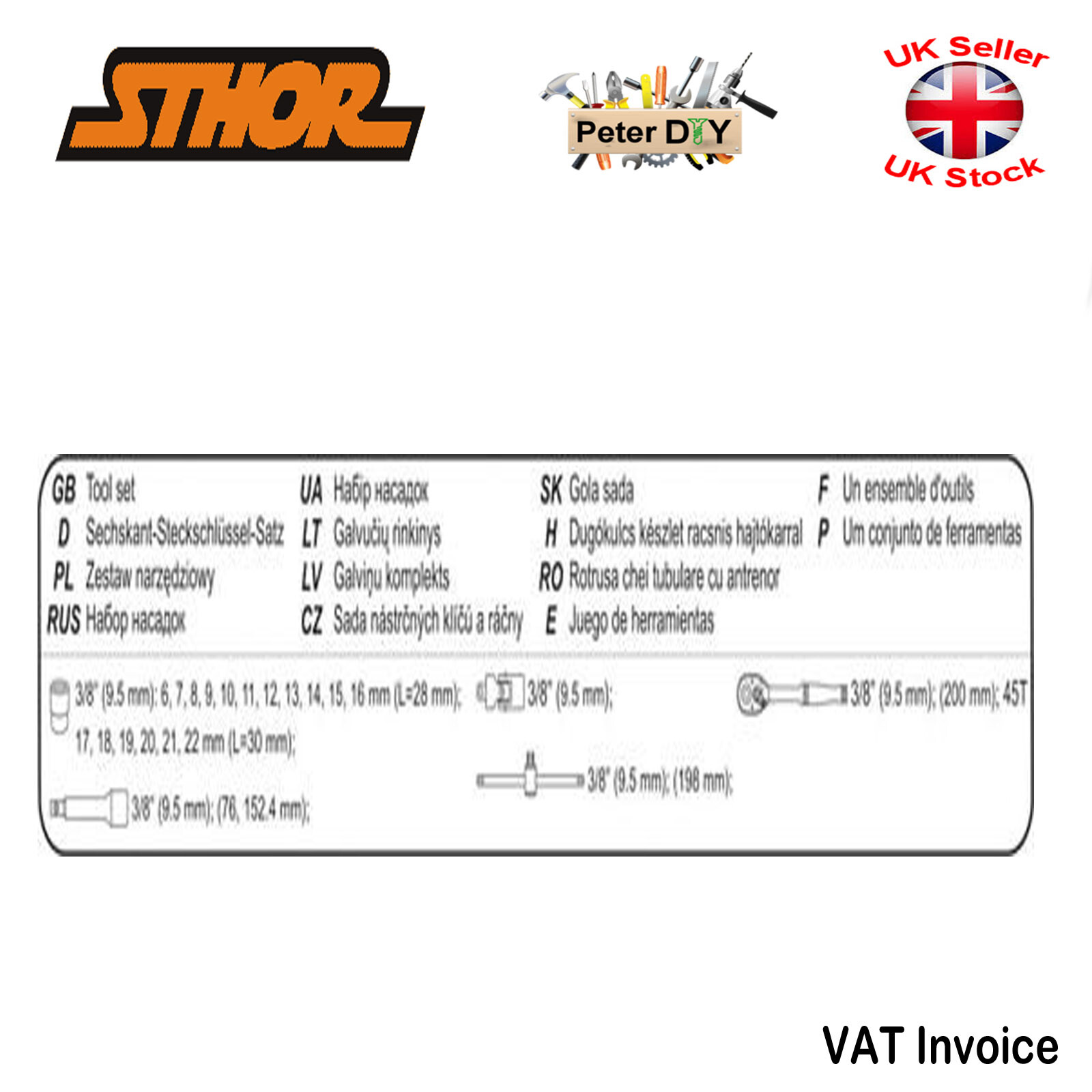 Yato 58661 Sthor 22 Ppcs 3/8″ Ratcheting Socket Bit Reversible Ratchet Set