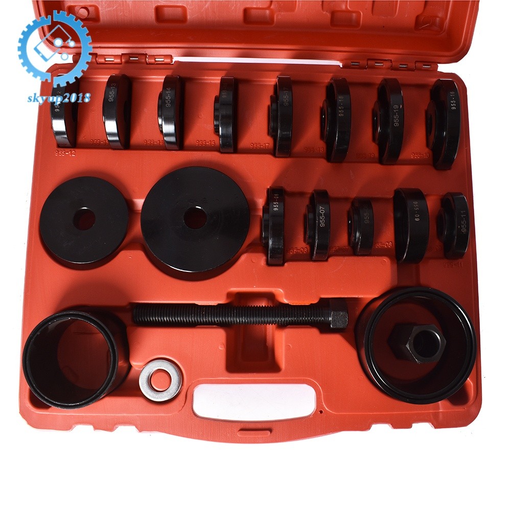 23 Pieces Front Wheel Drive Bearing Press Removal Adapter Puller Pulley Tool