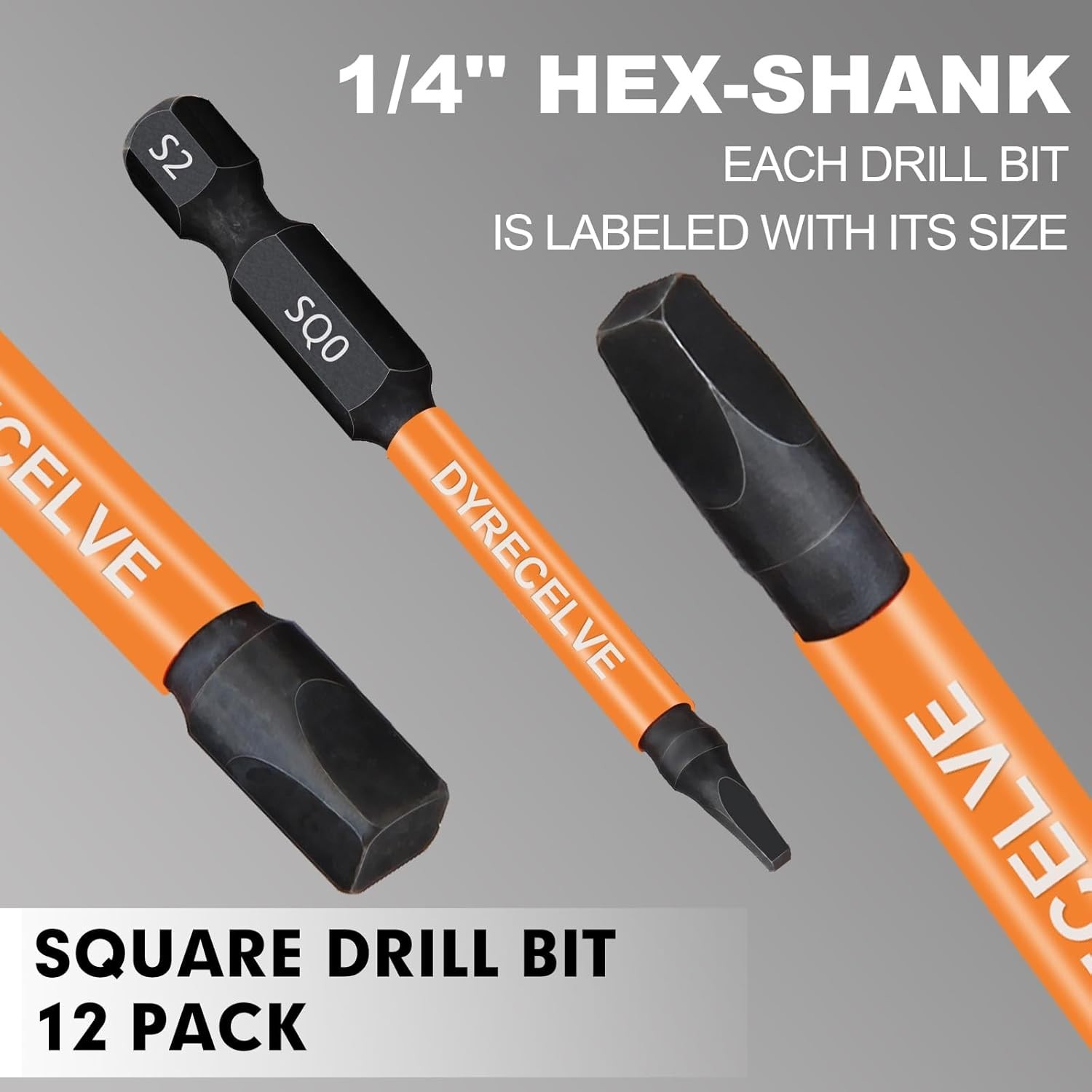 Durable Square Drive Bit Set – 12-Piece Magnetic Hex Shank Tools for All Needs