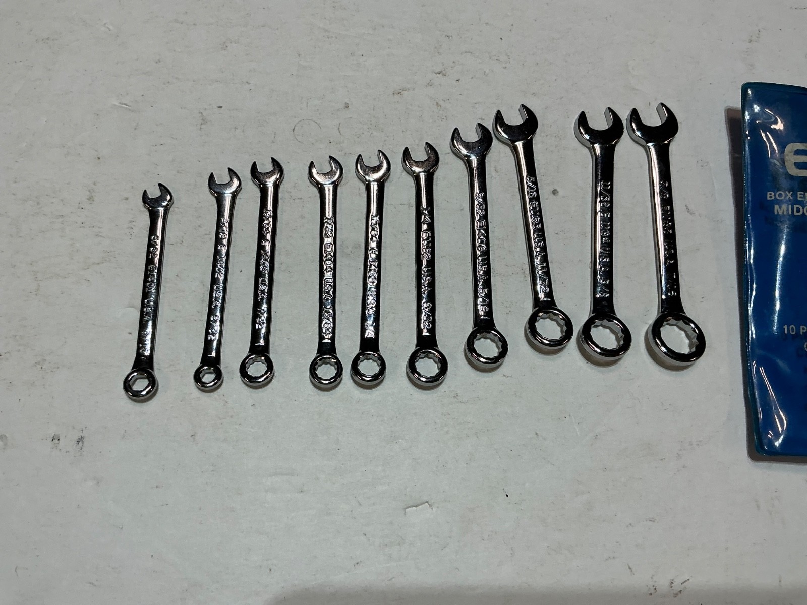 Vtg Easco 10 pc ignition wrench set SAE 92 310 USA made
