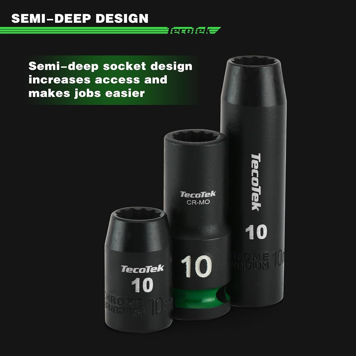12-Point Impact Socket Set 7-19mm 3/8in Drive Chrome Molybdenum Steel