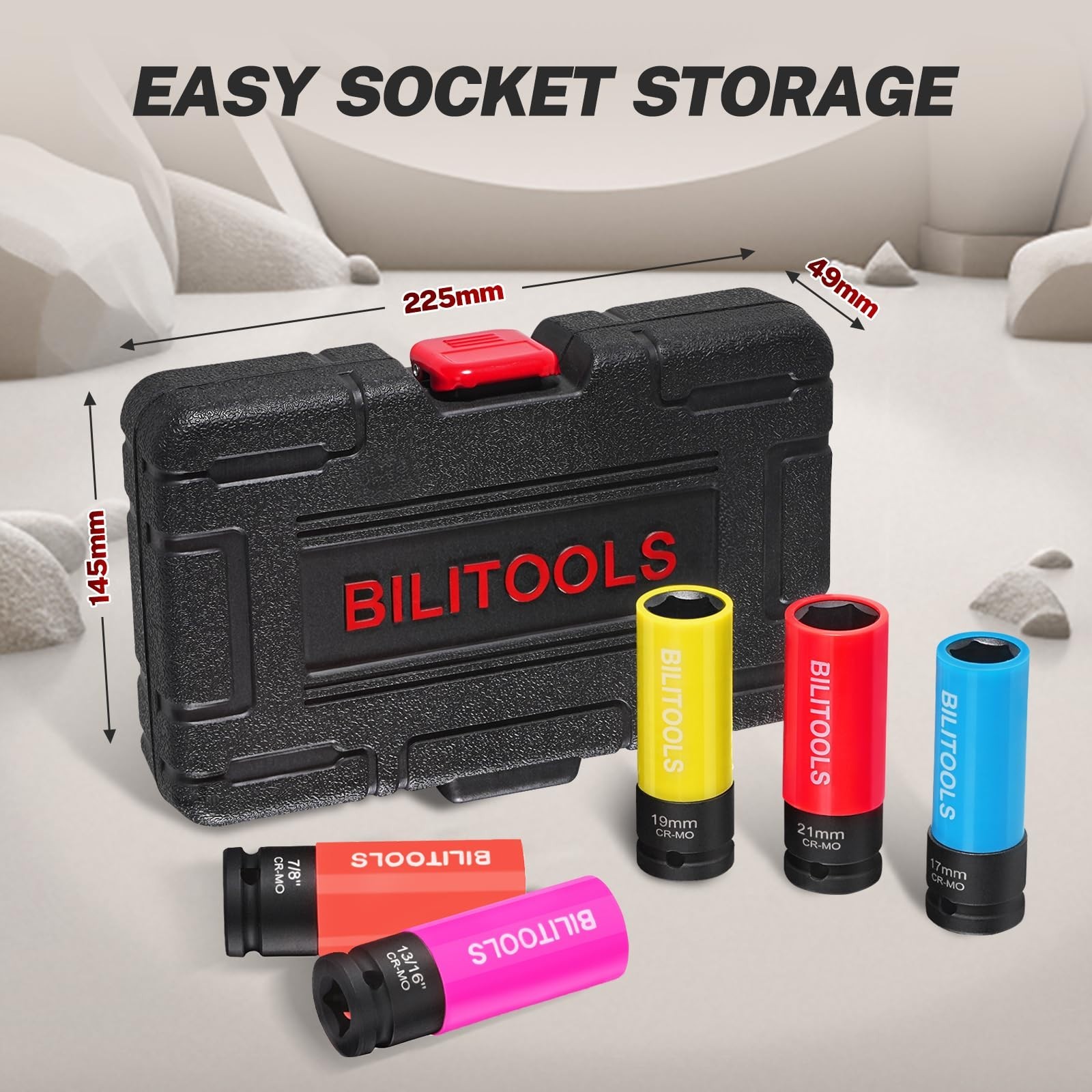 1/2″ Drive Impact Lug Nut Socket Set – Metric 17-21mm & SAE 13/16-7/8″ Thin Wall