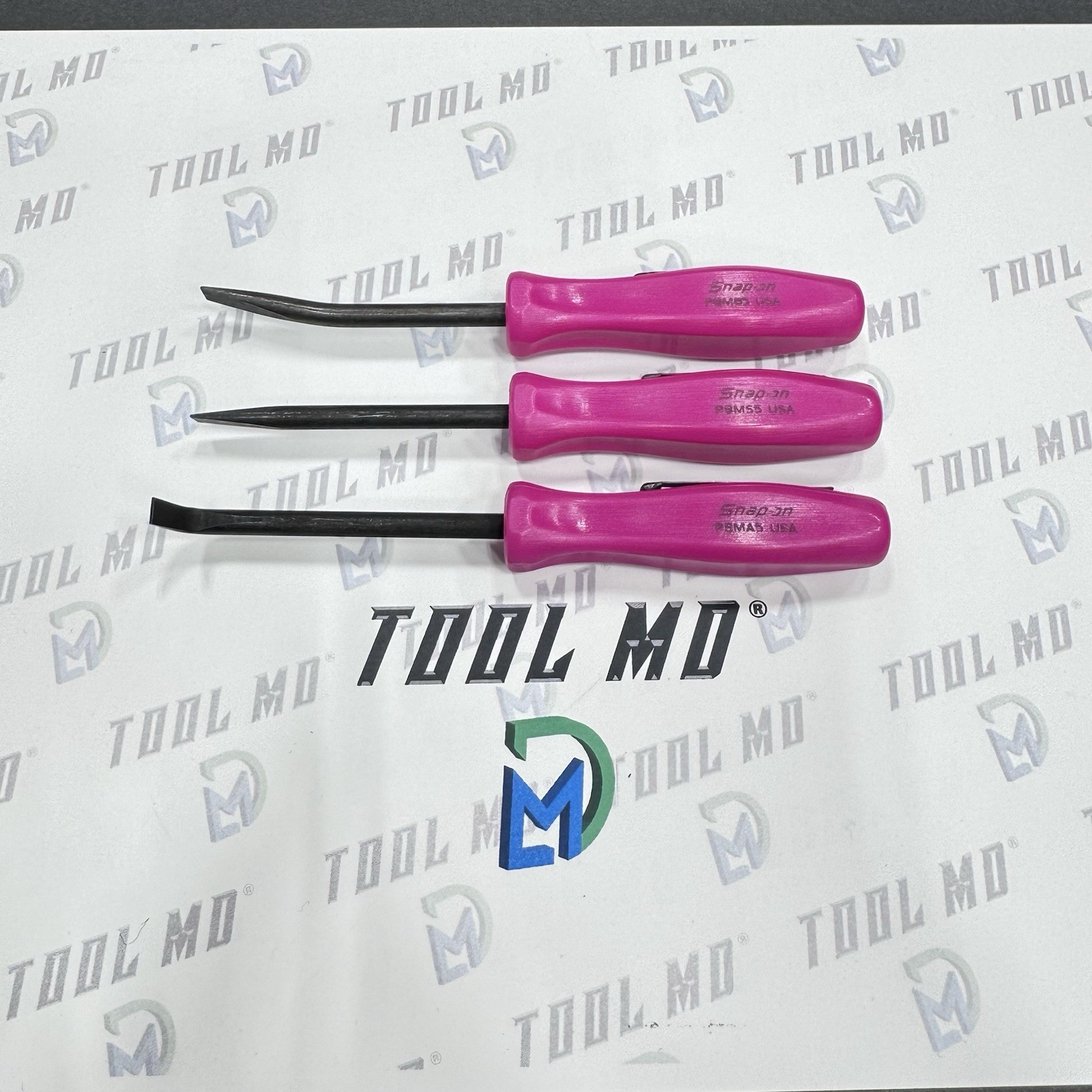 Snap-on Tools NEW 3pc ELECTRIC PINK 5″ Straight Bent & 90 Degree Pocket Prybar