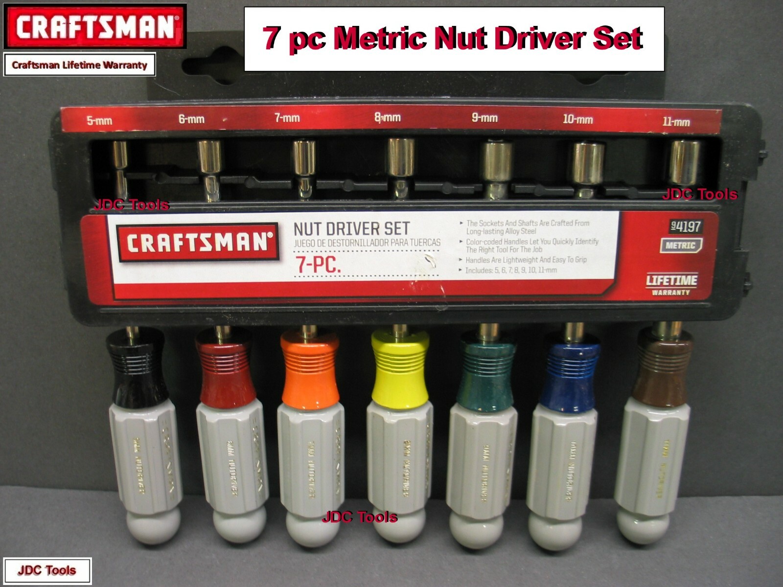 CRAFTSMAN 7 PC PIECE METRIC NUT DRIVER SET MM 14