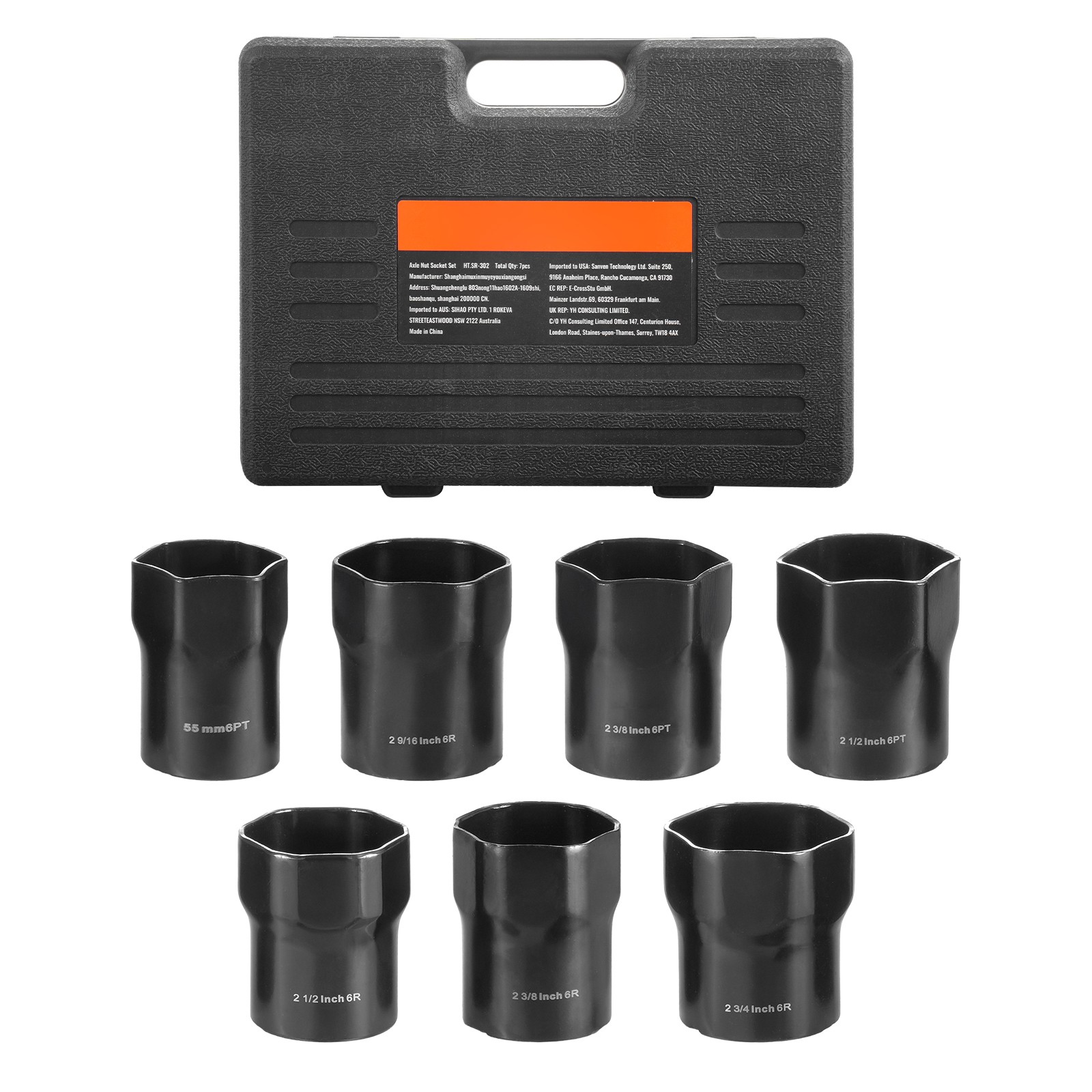Uimoso 7-Piece Wheel Bearing Locknut Socket Set, SAE & Metric, 1/2-Inch Drive