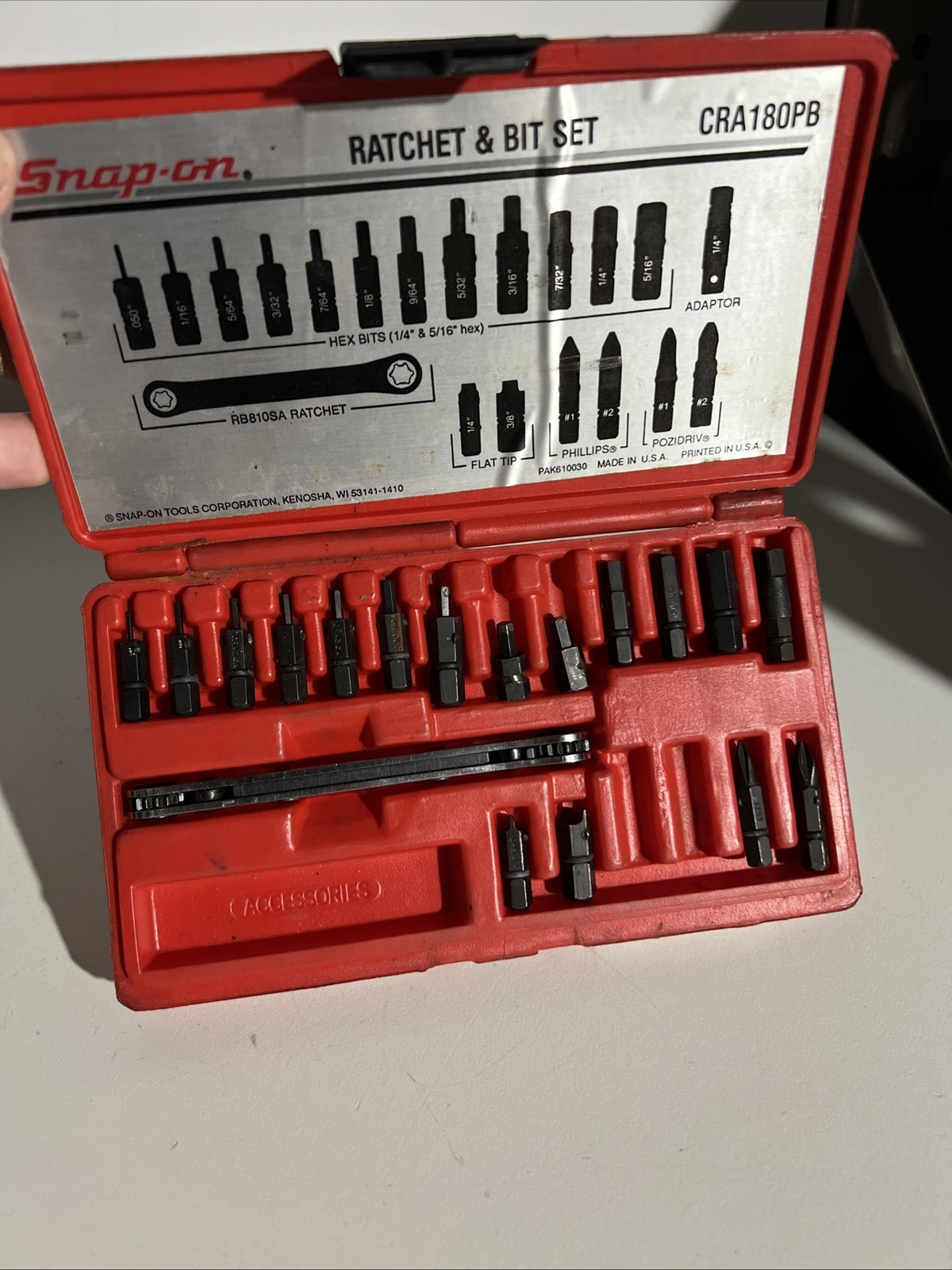 Snap On Offset Driver Set Ratchet & Bit Set CRA180PB