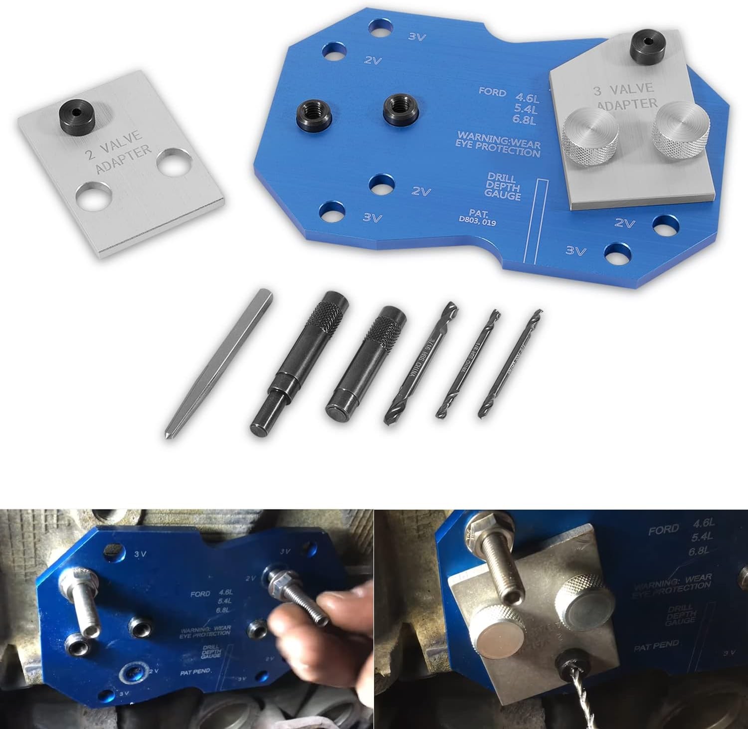 Exhaust Manifold Broken Bolt Drill Template for Ford 4.6L, 5.4L & 6.8L #68500