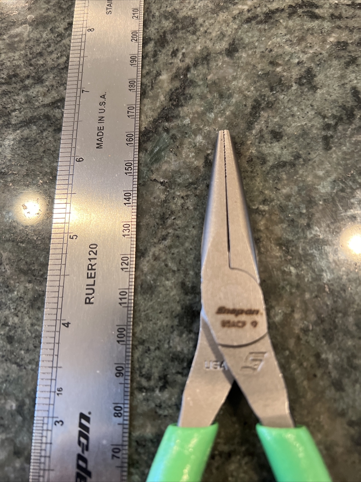 Snap-On 95acf 6″ talon grip needle nose pliers green