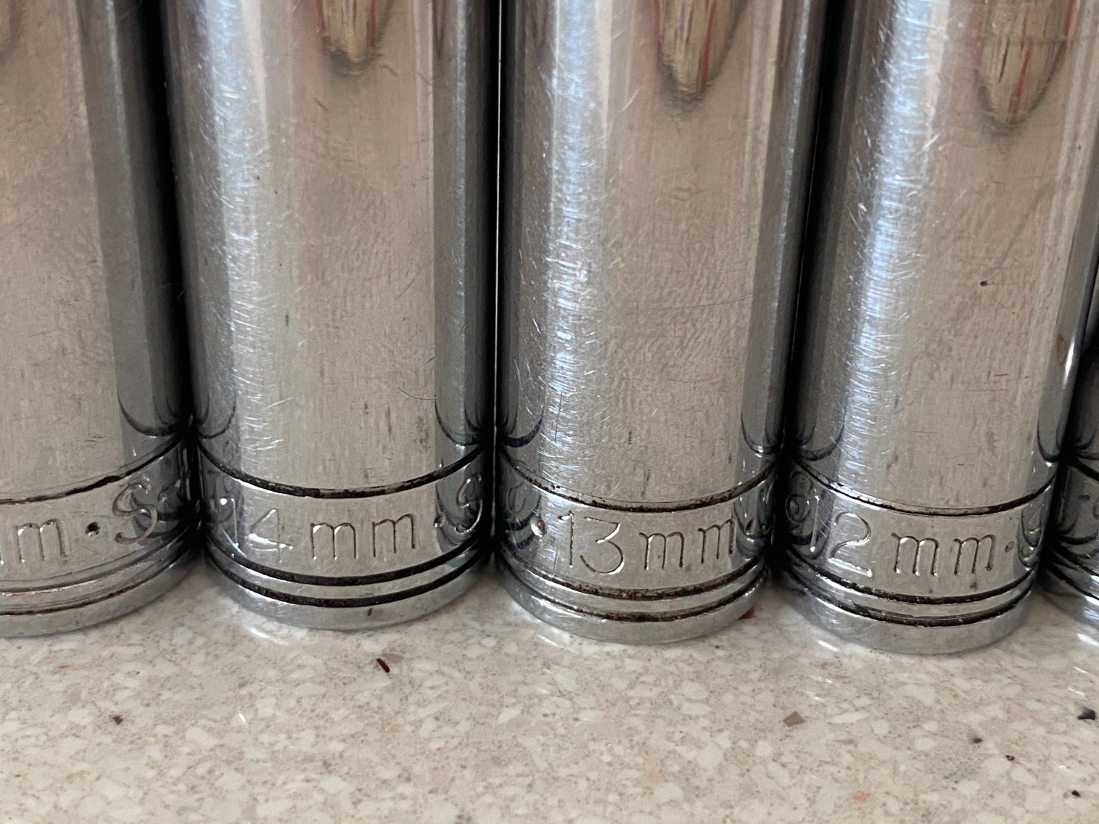 SK Tools USA 6 Point Metric Deep Well Socket Lot 3/8″ Drive 9 Pieces Used