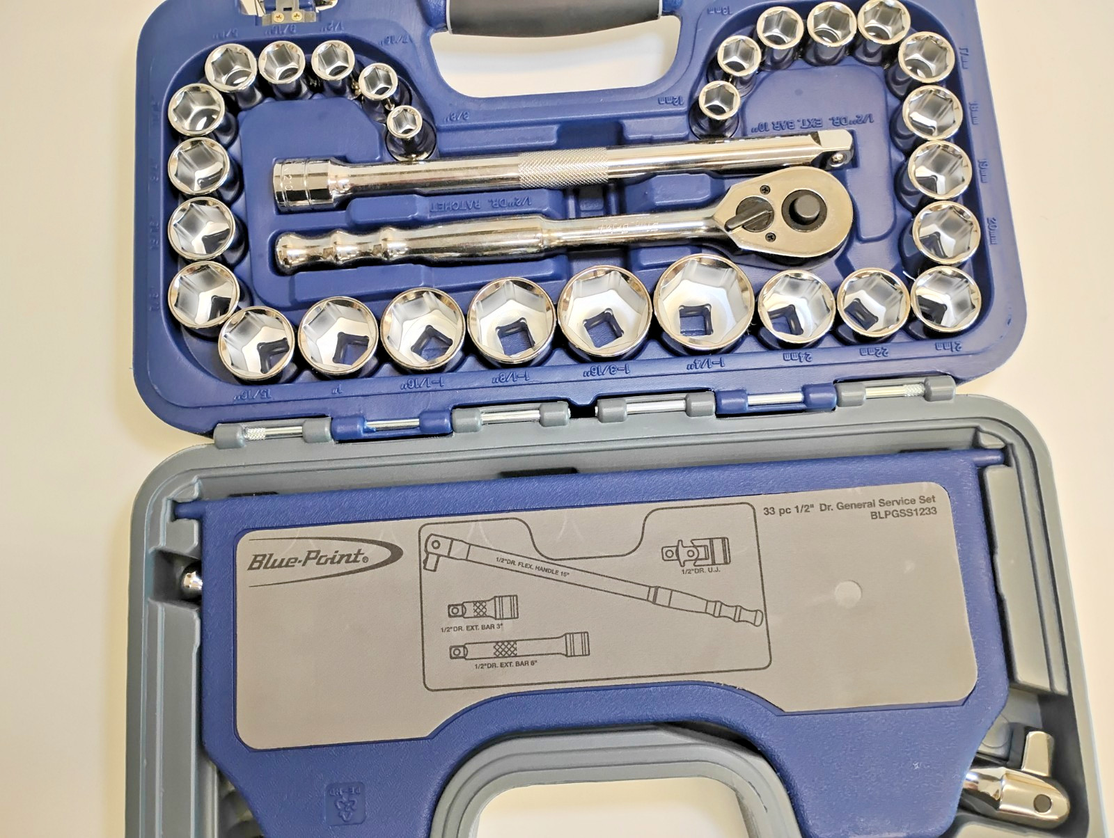 Blue Point Tools NEW BLPGSS1233 1/2″ Drive 33Pc GENERAL Service SET SAE/METRIC
