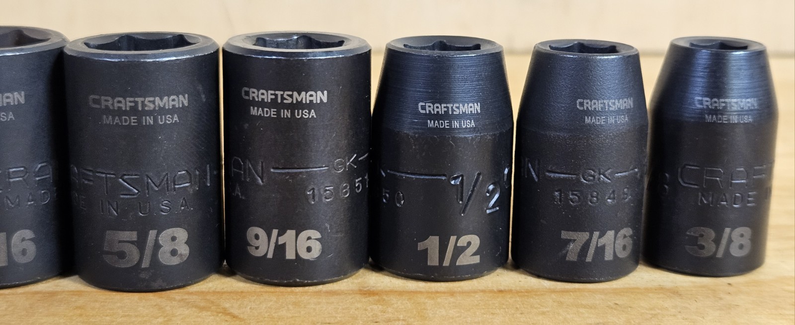 USA Used SAE Craftsman GK 1/2″ Drive Impact Socket Set 12 Pieces 3/8- 1 1/16