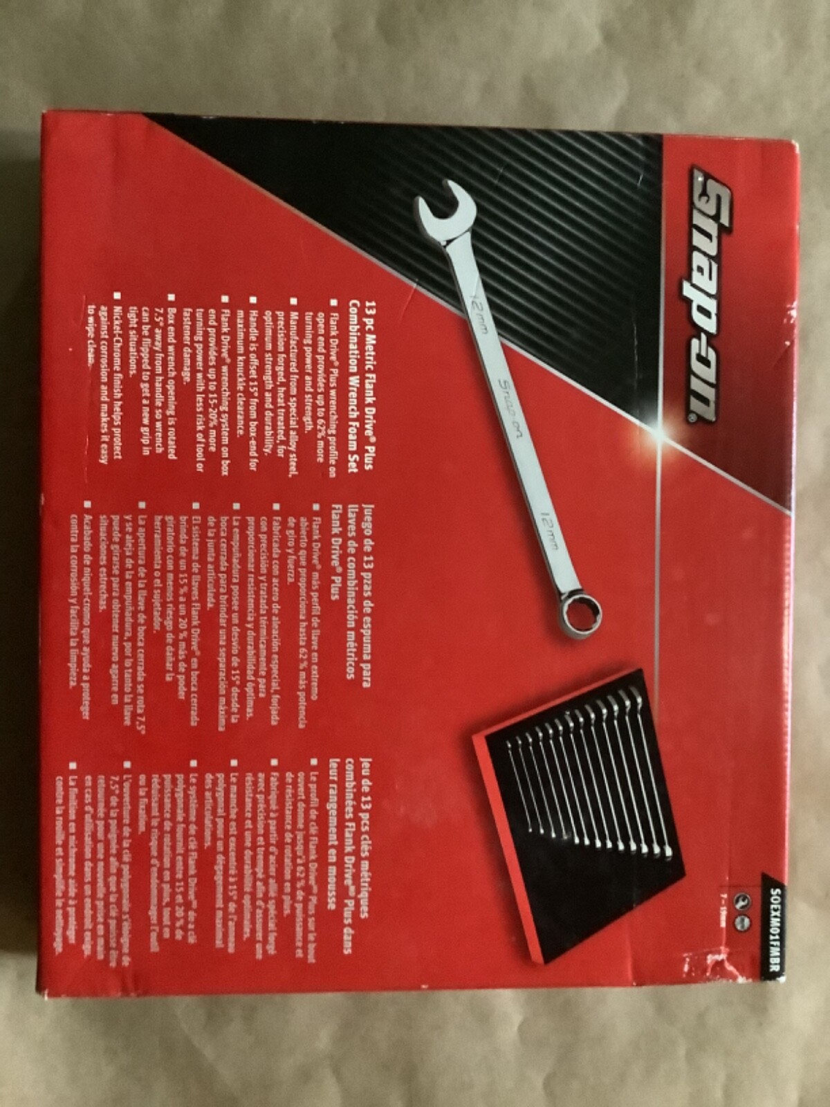 New Snap-on FMWR01BR Red Foam Organizer for 13pc 7-19mm Combination Wrench Set
