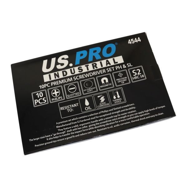 US PRO Industrial 10PC Premium Screwdriver Set Slotted & Phillips S2 Magnetic