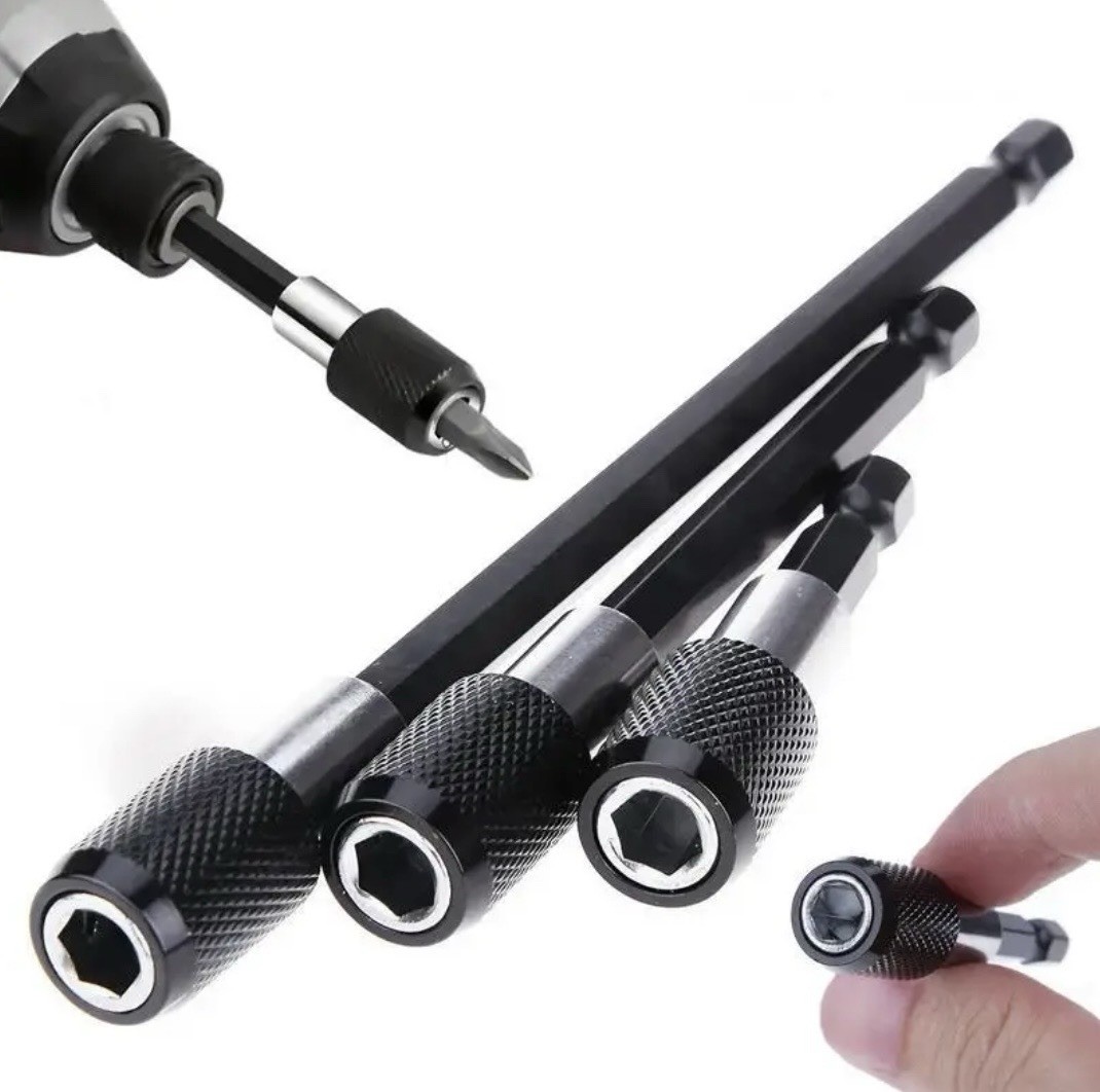 3 – Piece Positive Lock Screwdriver Hexagon Bit Holder Extension Set – 3 Lengths
