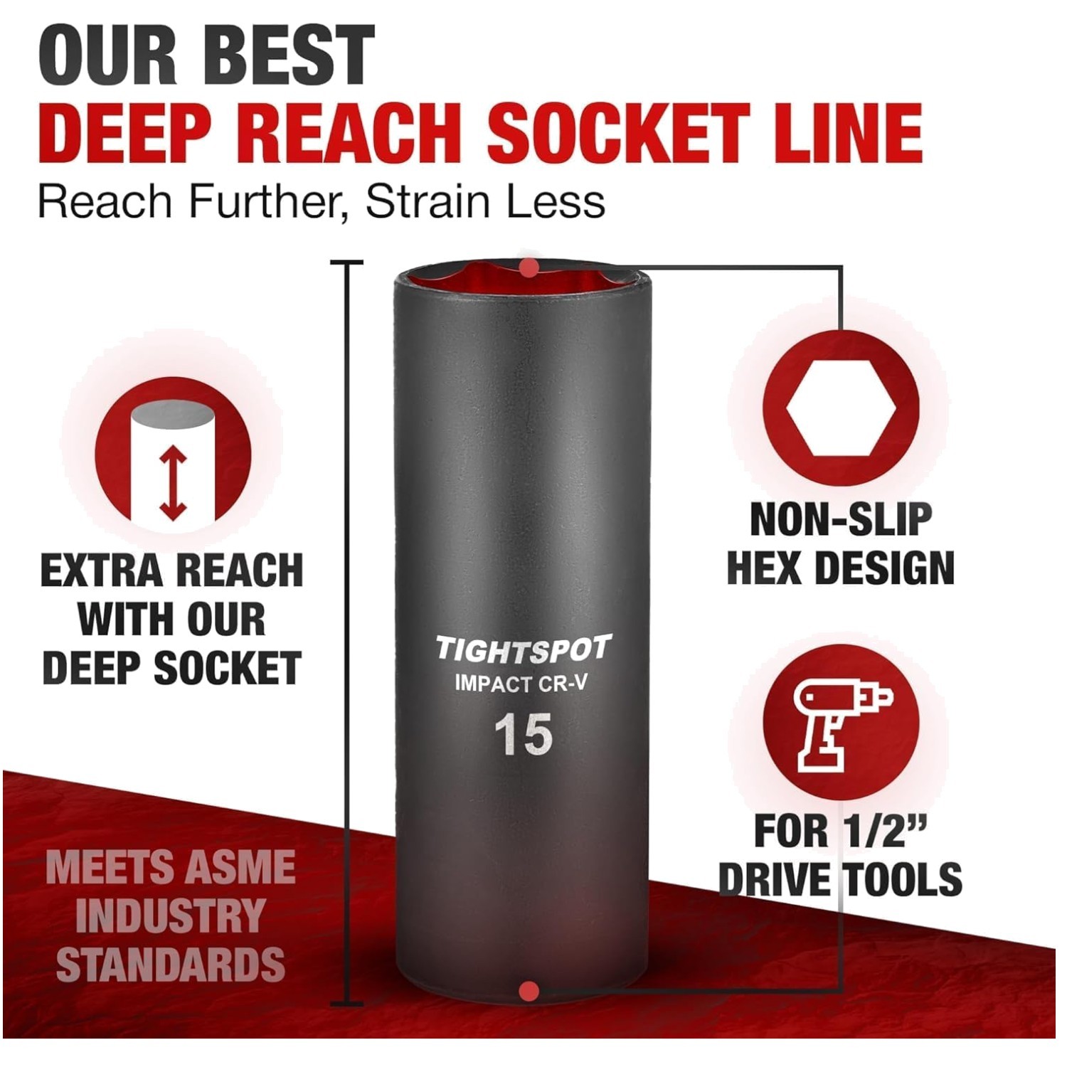 15mm Deep Impact Socket – Manganese Phosphate Finish