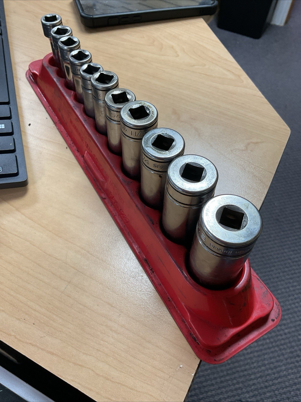 Snap On SAE Deep Socket Set 3/8″ Drive 6 Point 11pc W/ Magnetic Tray 211SFSY