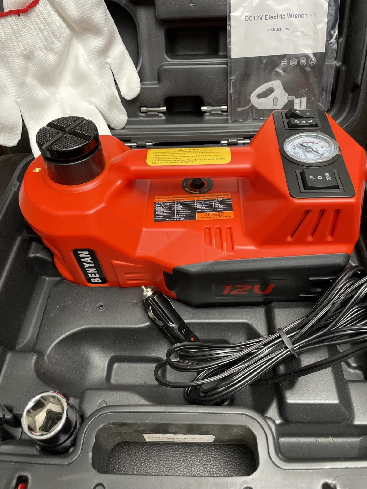 5 in 1 Car Repair Tool Kit 12V Lighter Powered