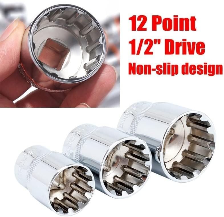 21pcs 1/2″ Dr. Spline Gear Lock Multi Bit Socket Set CR-v Metric 8-36mm