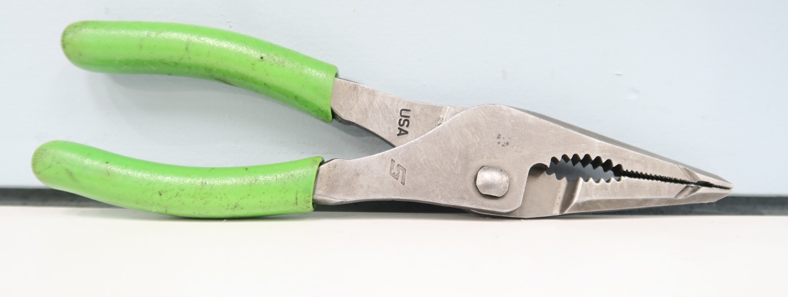 Snap on Tools LN46ACFG 7in. Green Soft Grip Long Nose Slip Joint Pliers USA