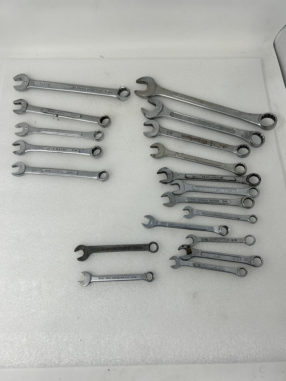 Vintage USA Combination Wrench Mixed Lot – SAE Metric – Craftsman S-K 6pt 12pt