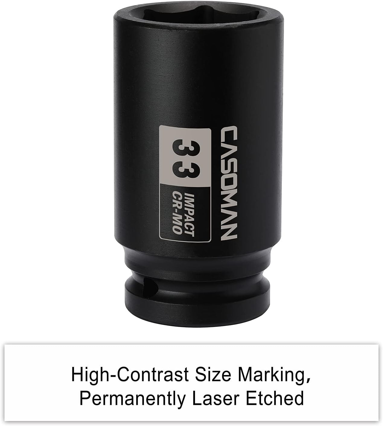 CASOMAN 3/4″ Drive x 33 mm Deep 6 PT Impact Socket, CR-MO, 3/4-inch 33mm