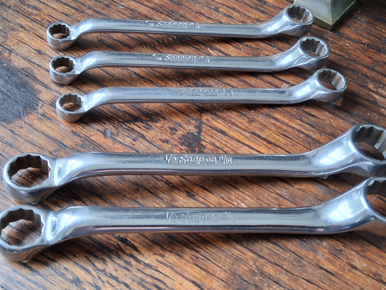 Snap – On Deep Offset Box End Wrench 5 Pieces SAE (2) 1/2-9/16 & (3) 5/16-3/8