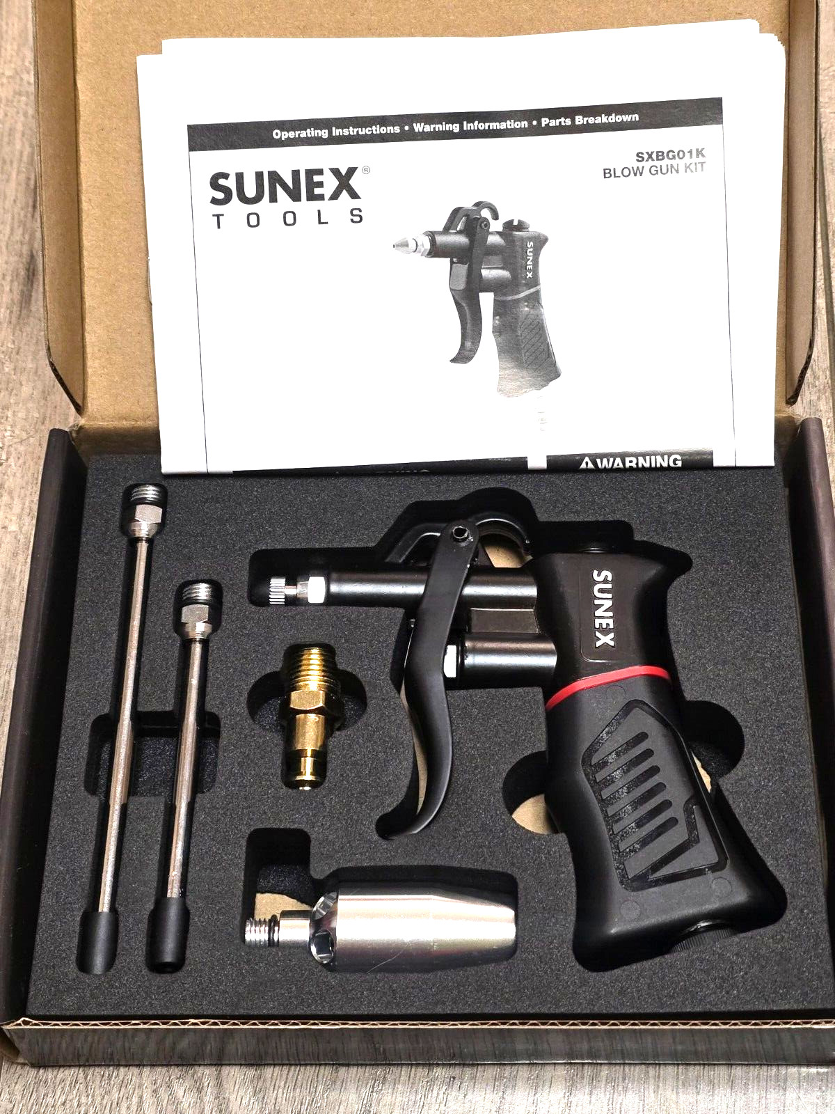 Sunex PRO High Volume Compact Blow Gun Kit with Attachments #SXBG01K