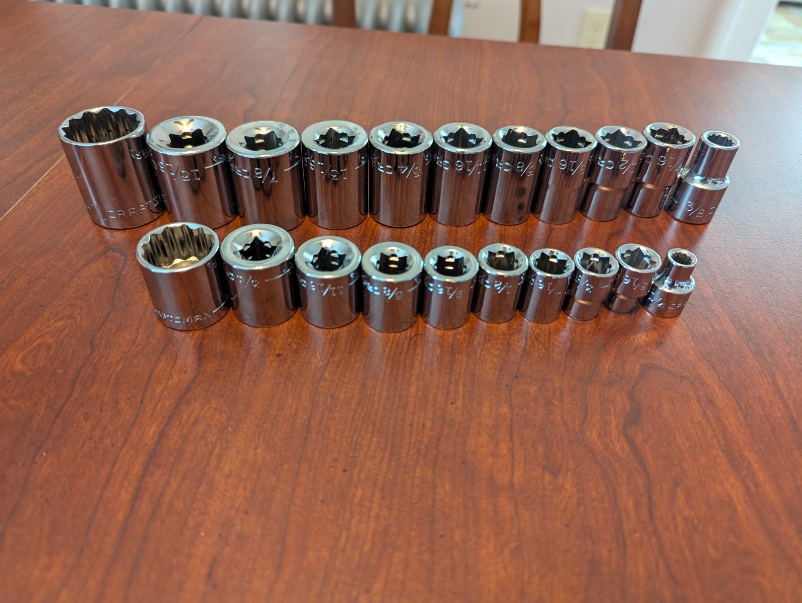 NEW Craftsman 12-point Shallow Socket Set 3/8 and 1/2 Drive SAE 21 Pieces