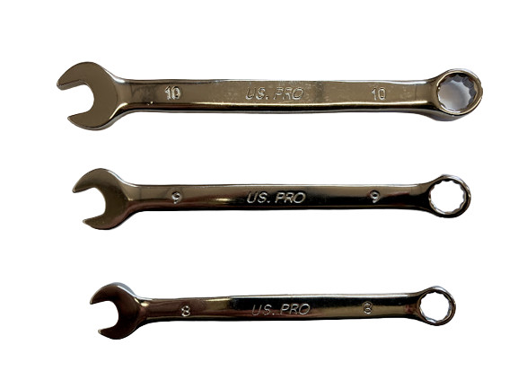US PRO 12PC Metric Combination Spanner Set 8-19MM Chrome Polished Ring Wrench
