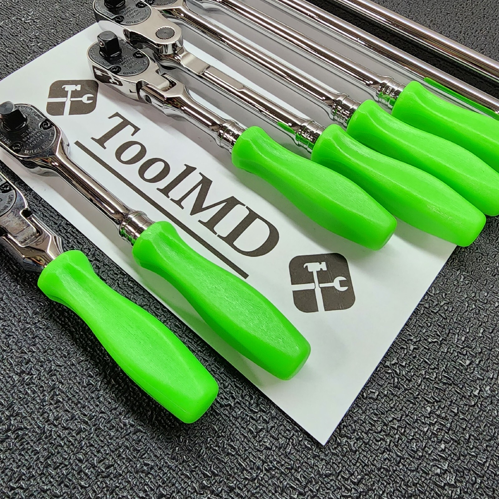 Snap-on Tools NEW 8pc GREEN Hard Handle 3/8″ Drv. Fixed & Flex-Head Ratchet Set