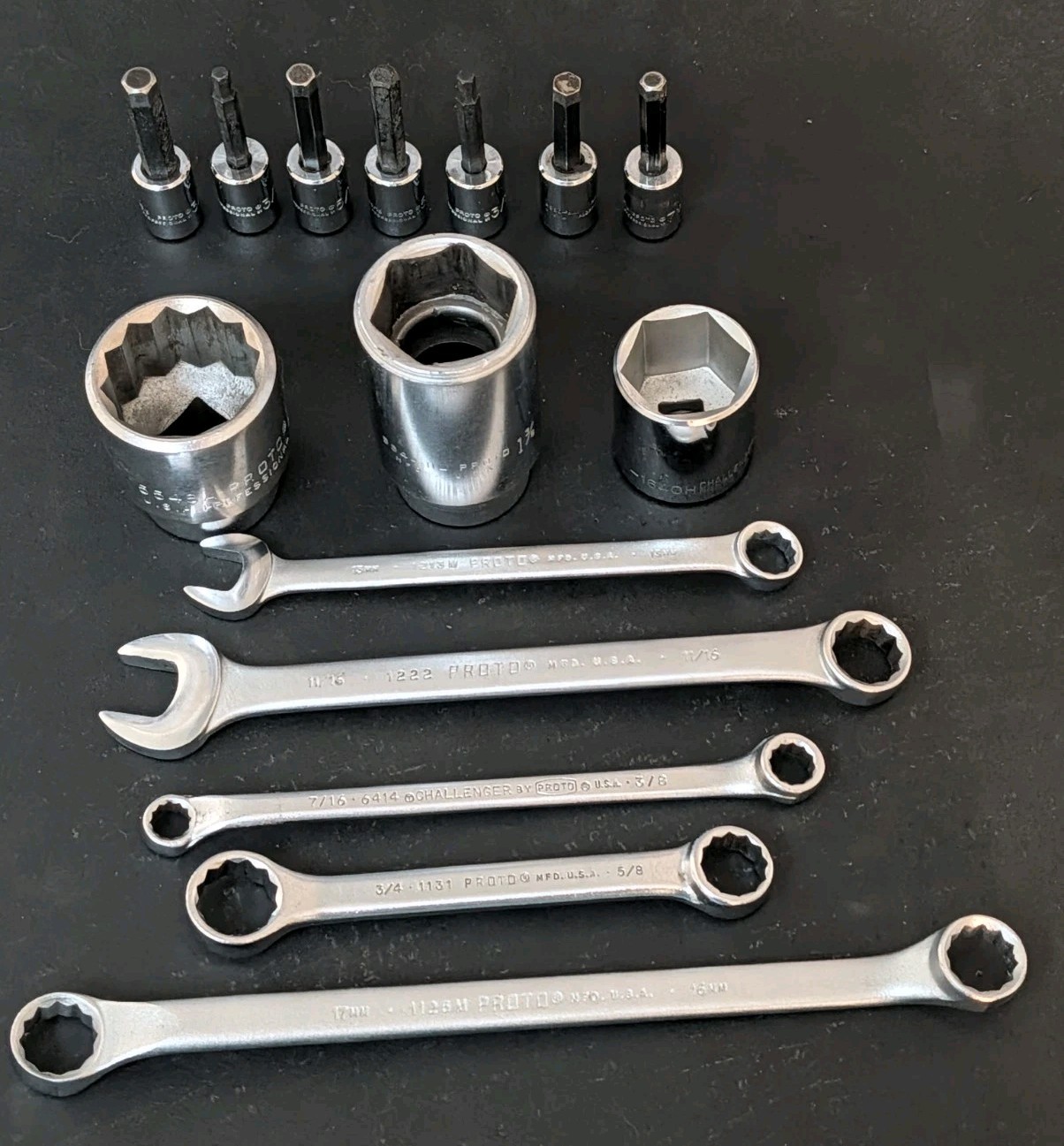 PROTO USA Tool Lot 15pc Wrenches Hex Bit Sockets Large Sockets Mechanic