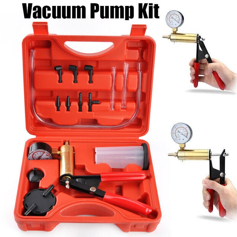 Hand Held Vacuum Pump Pressure Tester Car Brake Fluid Bleeder Bleeding Tool Set