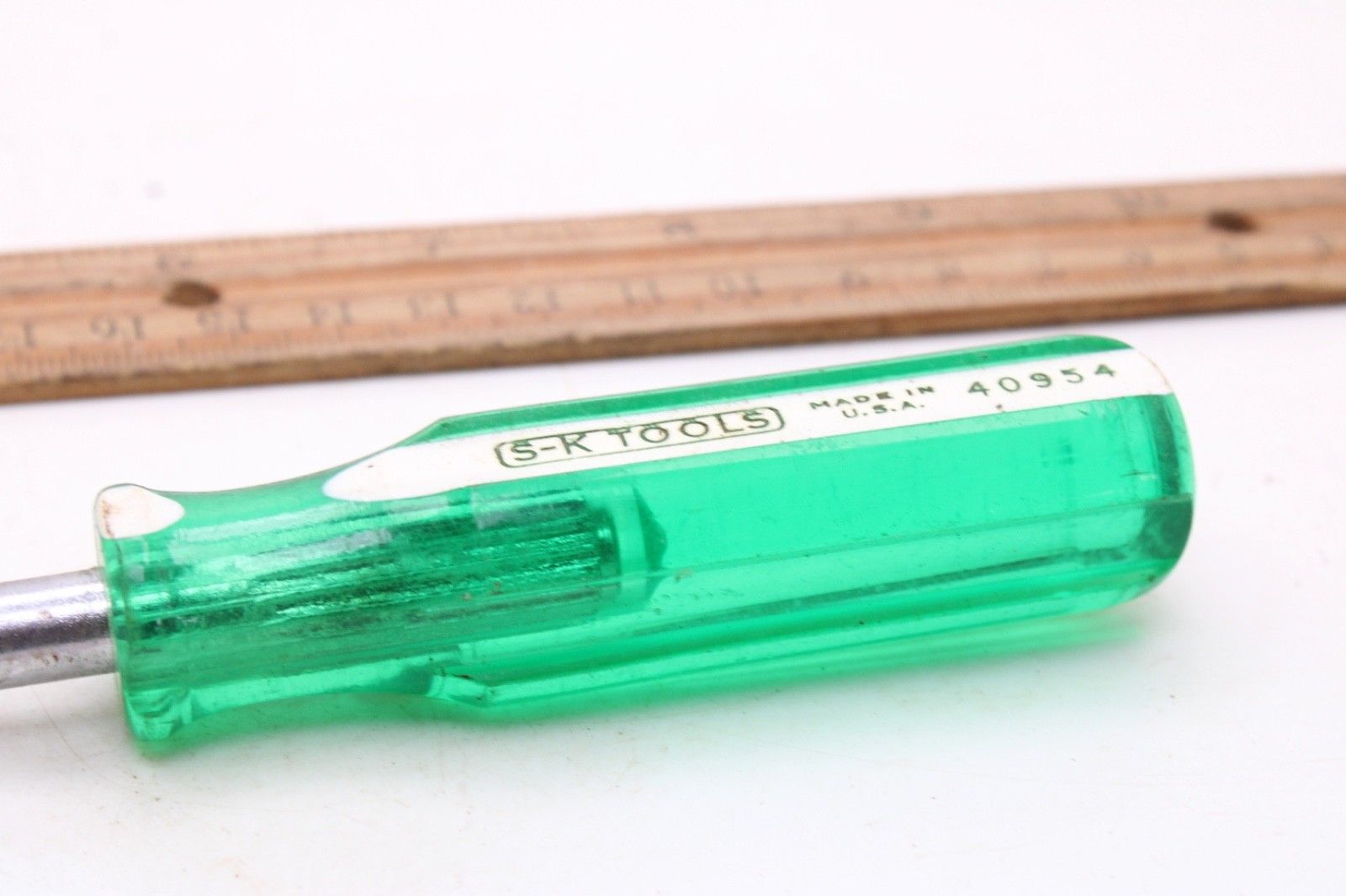 S-K Tools 40954 1/4″ Drive Socket Driver Handle Green/White Hard Handle USA