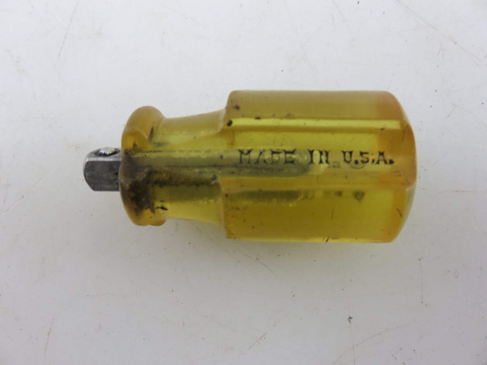 Proto 4767 Stubby Short 1/4″ Socket Shank Driver Yellow Handle Tool Vintage USA