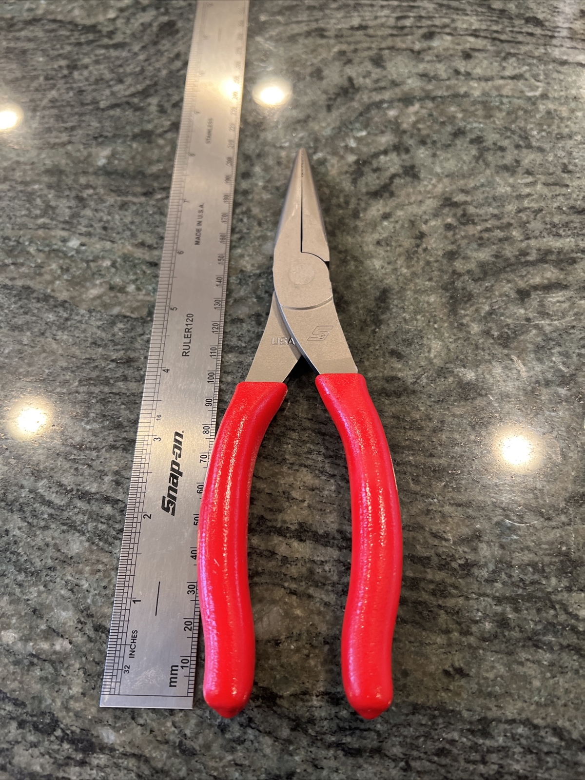 Snap-On 96acf 8″ talon grip needle nose pliers red