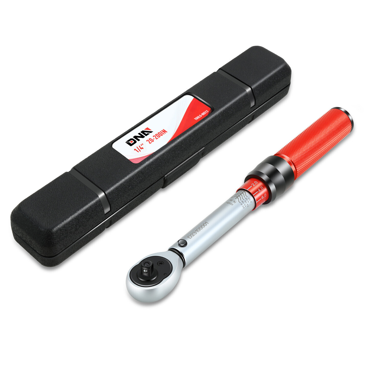 1/4″ Mechanic 20-200FT.-LB Adjustable Click Torque Wrench w/ Storage Box Red
