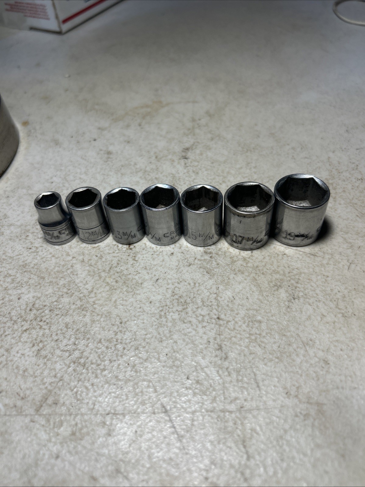 Craftsman -Lot Of 7 Shallow Metric Partial Sockets Set,3/8″ Drive,6pt -V- Series