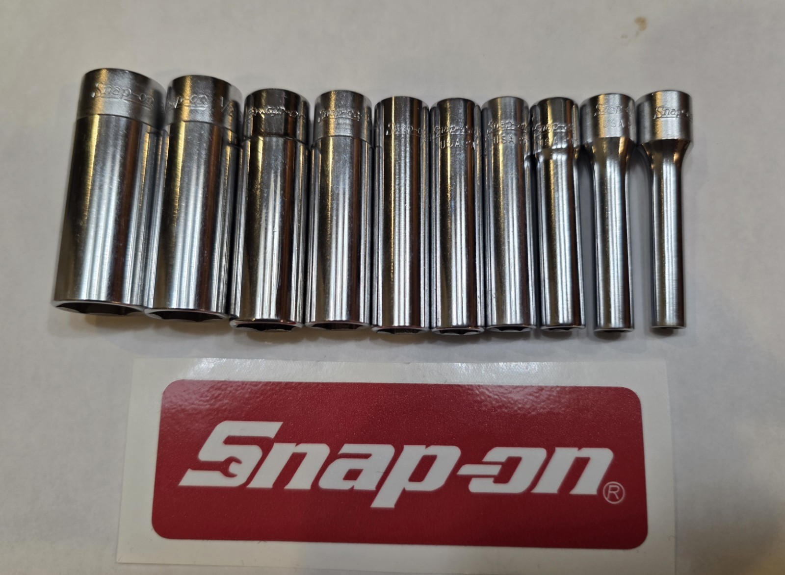 Snap On 10Pcs 1/4″ 6PT SAE Deep Socket Set STM6,7,8,9,10,11,12,14,16,18